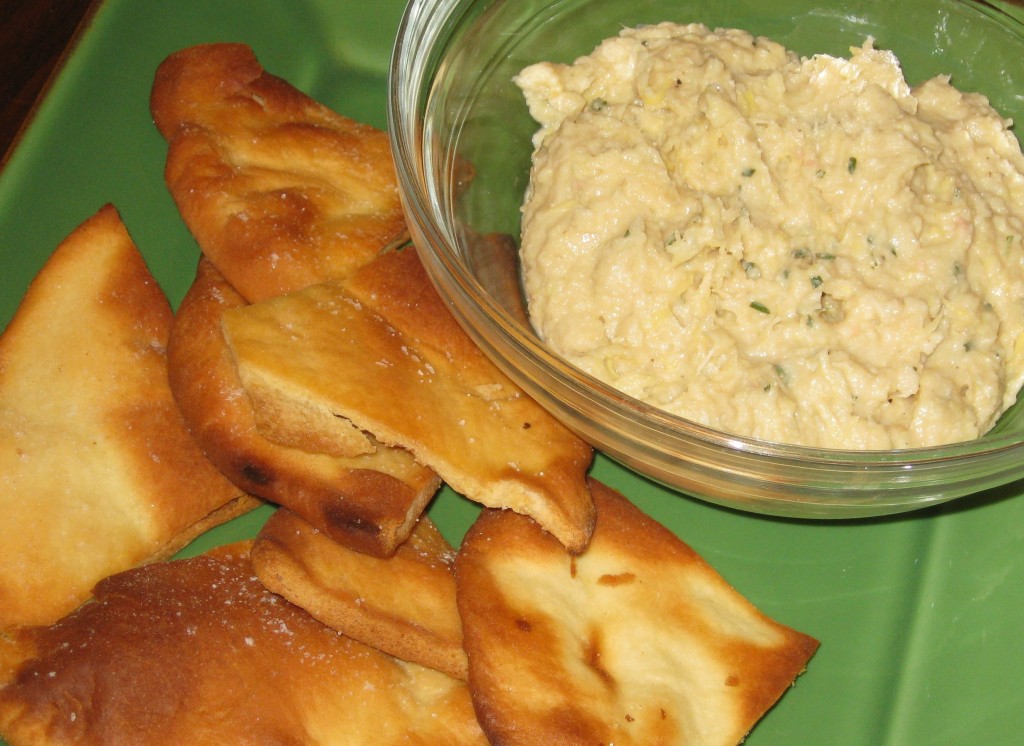 Cannellini Bean, Artichoke, and Fresh Rosemary Dip with Homemade Pita