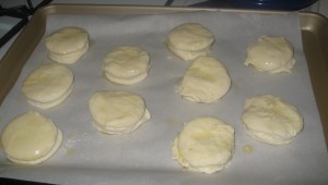 Southern Style Biscuits Cut and Placed on Parchement