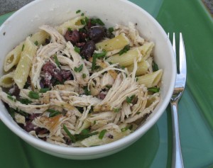 Penne with Chicken, Nicoise Olives, Capers, and Montasio Cheese Recipe